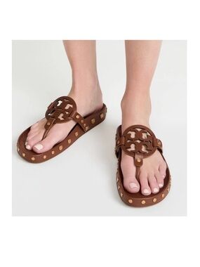 TORY BURCH Miller Cloud Coin Sandals SIZE 6 Women Natural Tan summer sandals